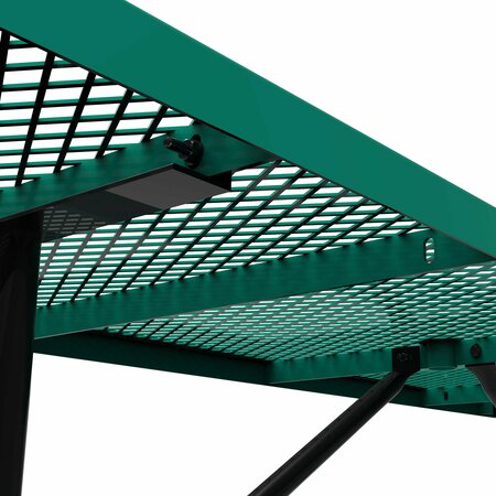 Flash Furniture Mantilla 8' Rectangular Outdoor Picnic Table Green Expanded Metal Mesh Top, Seats, Black Steel Frame SLF-EML-96-GN-GG